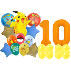 Set von Pokemon 10. Geburtstag Ballons Folie und Gummi bedruckt Ballons