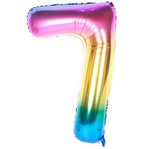 Folienballon Nummer "7" Regenbogen (100cm).)