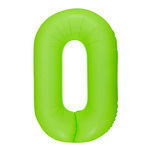Folienballon Nummer "0" Grün Neon (100cm.)