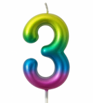 Rainbow Candle Number 3 – Colorful Magic of Celebration