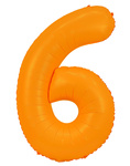Folienballon Nummer "6" Orange Neon (100cm.)