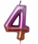Geburtstagskerze Nummer "4" - Regenbogen metallic