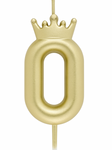 Goldene Geburtstagskerze - Nummer 0 mit Krone