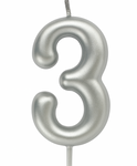 Kerze Nummer "3" - Silber