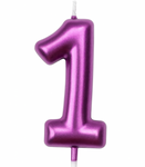 Geburtstagskerze Nummer "1" - Metallic-Himbeere