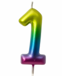 Rainbow Candle Number 1 – Colorful Magic of Celebration