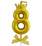 Gold birthday candle – Number 8 with a crown