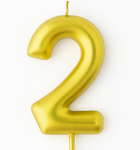 Goldene Geburtstagskerze in Form einer Zahl "2"