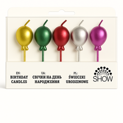 Bunte Geburtstagskerzen "SHOW" - Luftballon-Set