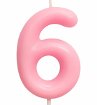 Kerze Nummer "6" - Rosa