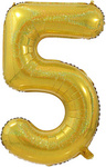 Folienballon Nummer "5" Gold Brokat( 100cm.)
