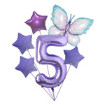 Set von 5. Geburtstag Ballons mit Schmetterling