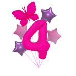 "Ballon-Set "Pink 4 mit Schmetterling - Neon & Pastell Sterne
