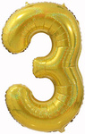Folienballon Nummer "3" Gold Brokat( 100cm.)