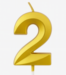 Goldene Geburtstagskerze in Form einer Zahl "2"