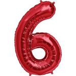 Folienballon Nummer "6" Rot (100cm).)