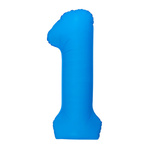 Folienballon Nummer "1" Blau Neon (100cm.)