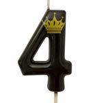 Birthday Candle Number "4" with Crown – Black