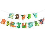 HAPPY BIRTHDAY Papiergirlande mit Dinosauriern - Geburtstagsdekoration