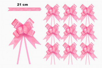 Rosa Zierschleife mit Herzmotiv - 21 cm (10er Set).)