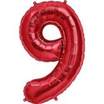 Balo Foliowy Cyferka "9" Czerwona (100cm.)
