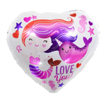 Meerjungfrau Herz Folienballon 18" (45cm).)