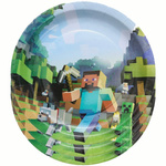 Papierowe Talerzyki Minecraft – 10 szt., Pikselowy Świat