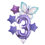3. Geburtstag Luftballon-Set mit Schmetterling