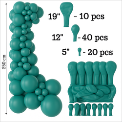 Set Deko-Ballons - Farbe Teal(007), 70 Stück. (19", 12", 5")