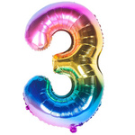 Folienballon Nummer "3" Regenbogen (100cm).)