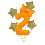 Folienballon Nummer "2" Orange Neon (100cm.)