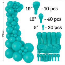 Set Dekorative Luftballons Farbe Türkis 70 Stück