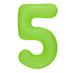 Folienballon Nummer "5" Grün Neon (100cm.)