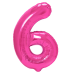Balon Foliowy Cyferka "6" Różowa (100cm.)