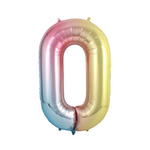 Foil Balloon Number "0" Rainbow (100cm.)
