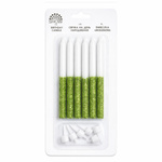 Świeczki dekoracyjne zielone z brokatem – 6 szt.