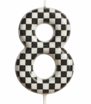 Birthday candle number "8" - checkerboard pattern, race