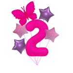 "Ballon-Set "Rosa 2 mit Schmetterling - Neon & Pastell Sterne