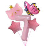 Pink 7' Geburtstagsballon-Set - Katze, Schmetterling, Sterne
