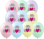 Balloons 12" with print " Teddy in Love" (10 pcs.)