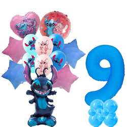 Set von 9. Geburtstag Stitch Folie und Gummi bedruckte Ballons
