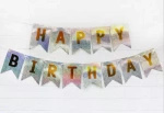 Papiergirlande Happy Birthday Silber (1 Stück).)