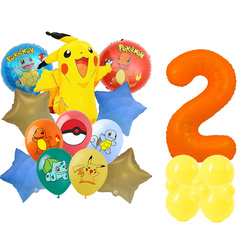 Satz von Zahlen 2 Pokemon Folie und Gummi bedruckte Ballons