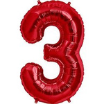 Balon Foliowy Cyferka "3" Czerwona (100cm.)