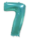 Folienballon Nummer "7" Flexmetal, Türkis (100cm).)