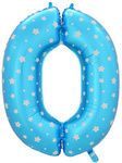 Ballon Nummer "0" Blau mit Sternen (40cm)