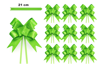 Grüne Zierschleife mit Prägemuster - 21 cm (10er Set).)