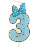 Kinderkerze Nummer "3" blau