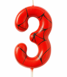 Birthday Candle Spider-Man ”3” – Red and Black with Web Design
