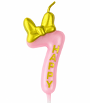 Birthday Candle Number "7" – Pink Glitter with Bow